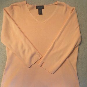 Peach Knit 3/4 length V-neck spring sweater, NWOT